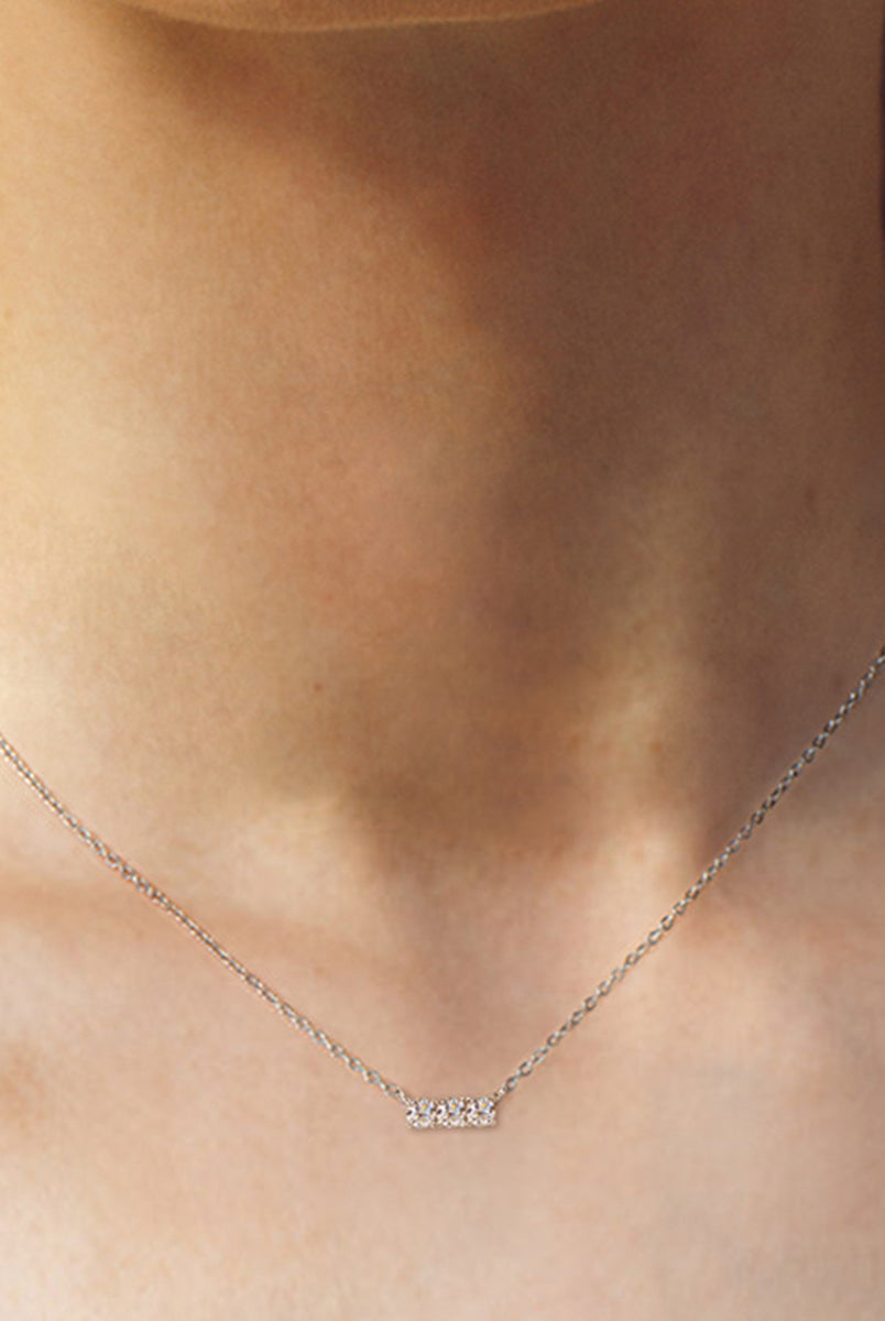 925 Sterling Silver Inlaid Moissanite Bar Necklace-Bijou Crush