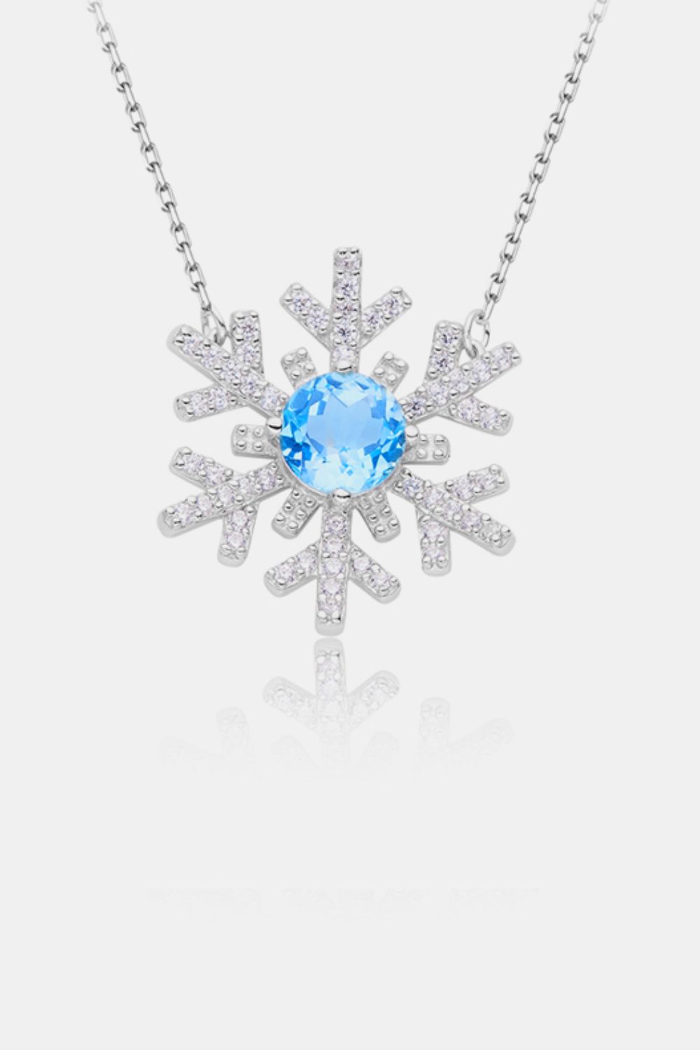 925 Sterling Silver Topaz Snowflake Shape Necklace-Bijou Crush