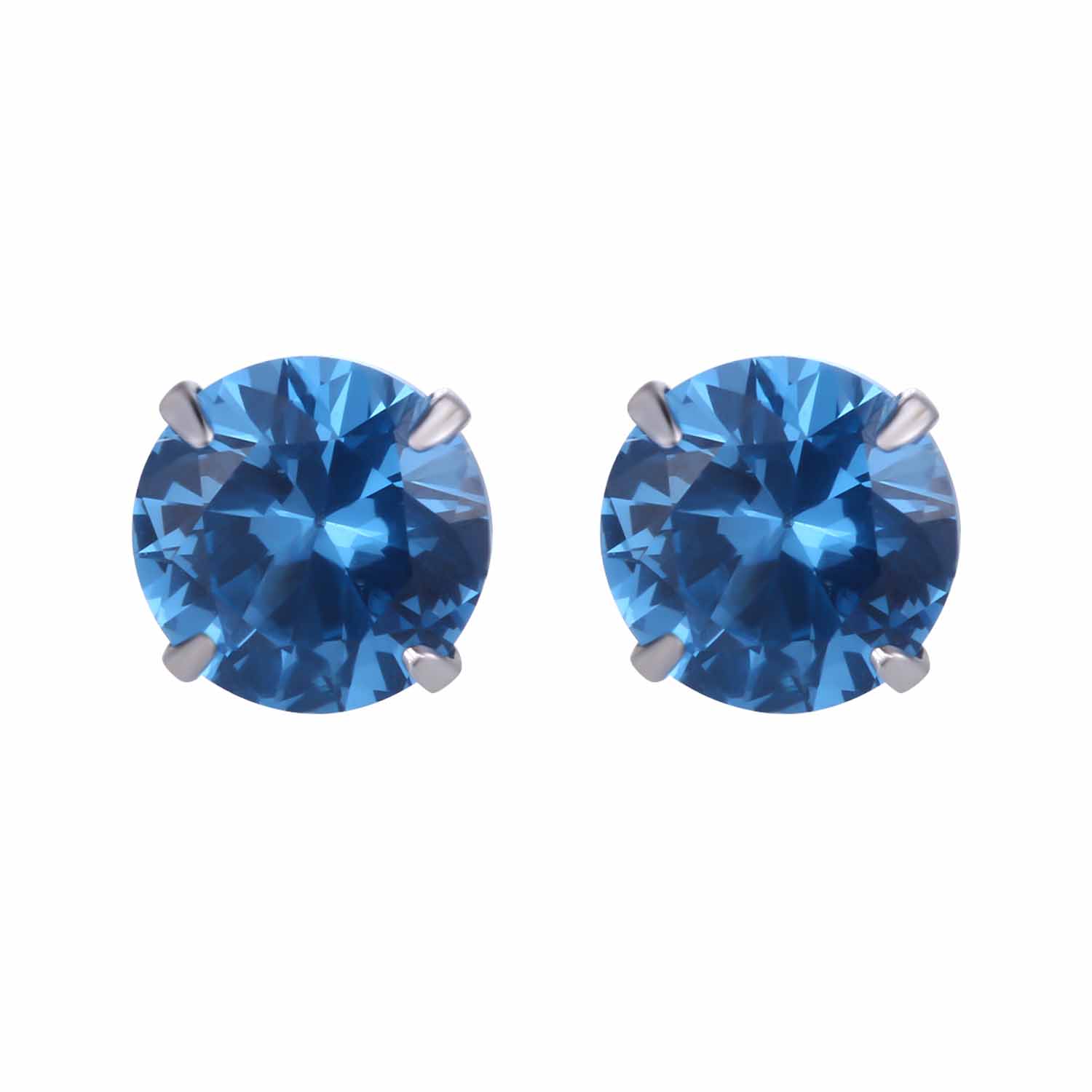 Simple CZ White 925 Sterling Silver Round Studs Earrings-Bijou Crush