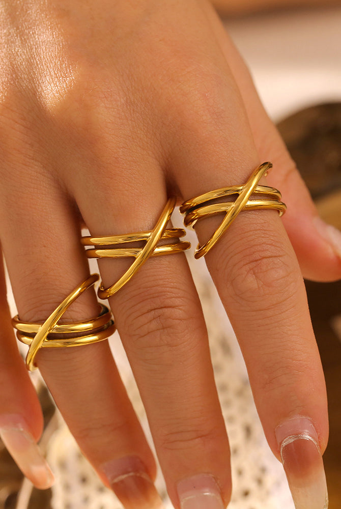 18K Gold-Plated Crisscross Ring-Bijou Crush