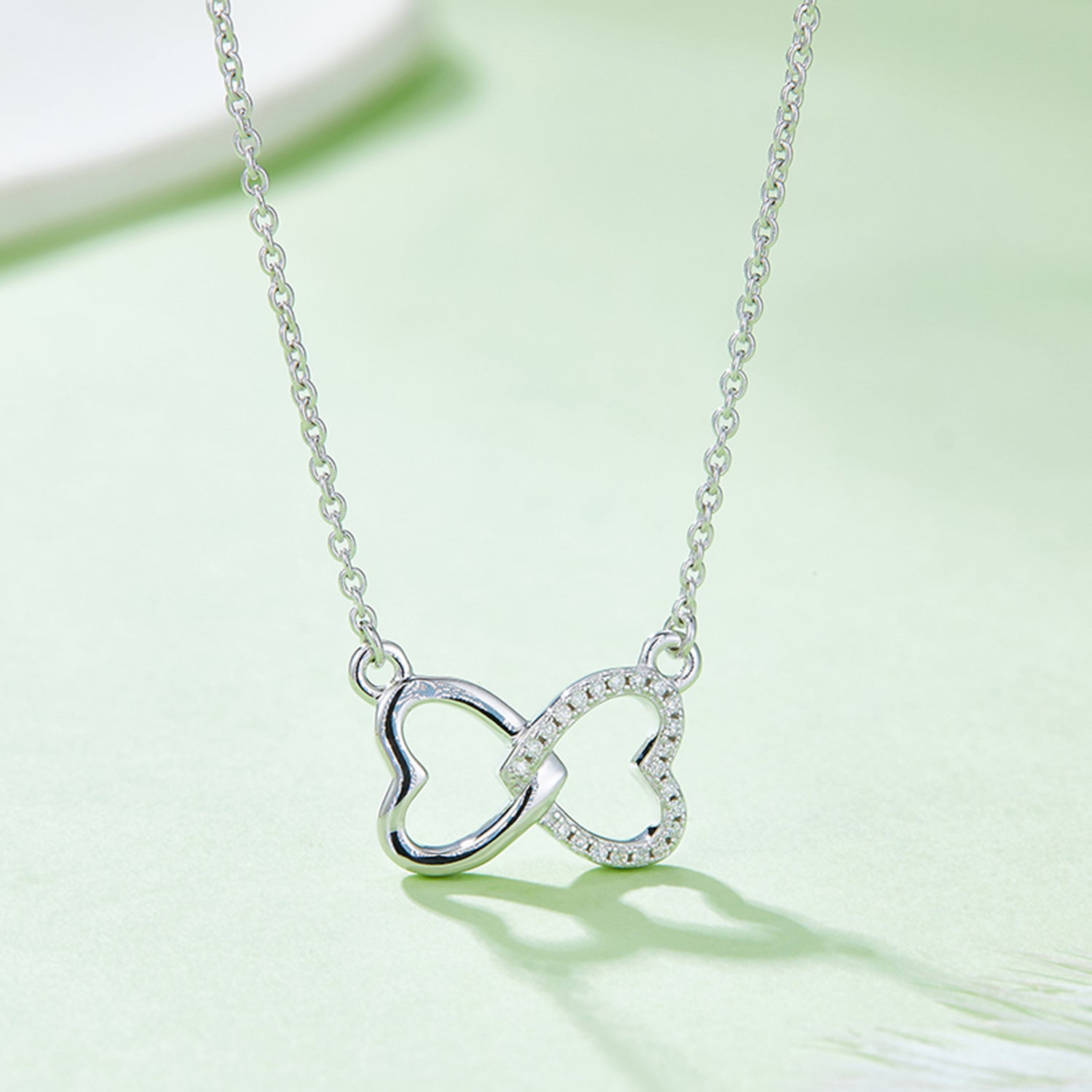 Moissanite 925 Sterling Silver Heart Bow Necklace-Bijou Crush