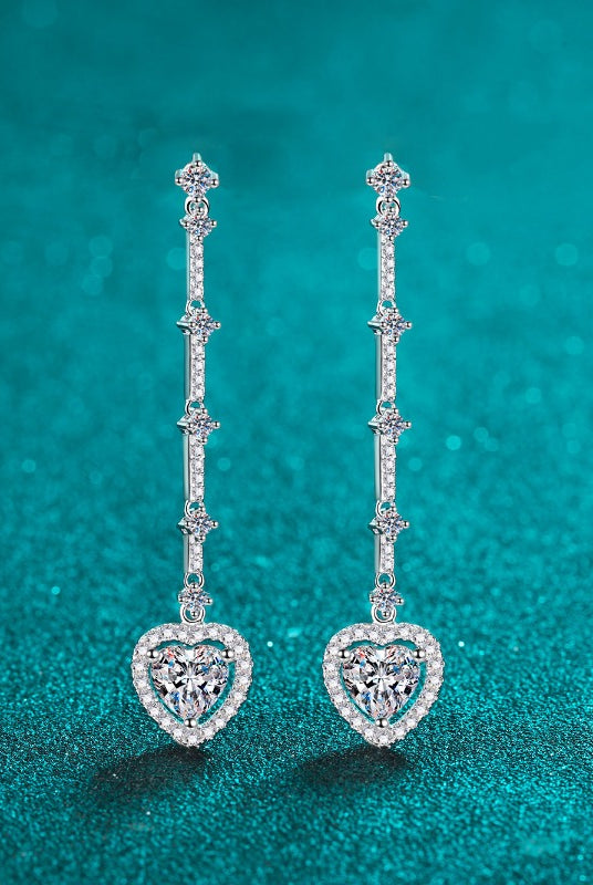 2 Carat Moissanite Zircon 925 Sterling Silver Heart Earrings-Bijou Crush