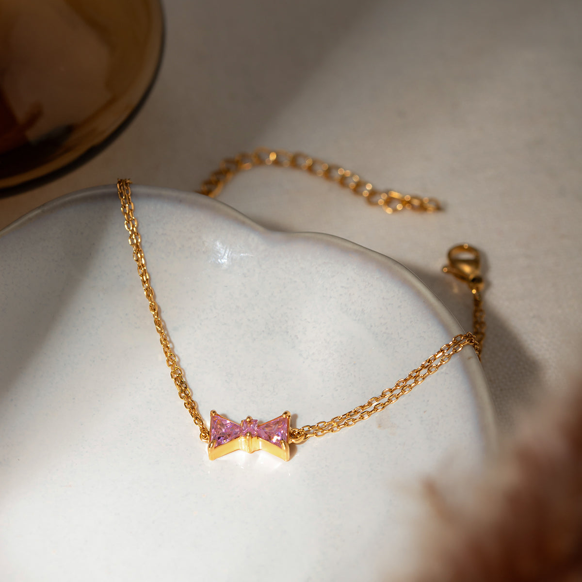 Stainless Steel Zircon Bow Bracelet-Bijou Crush