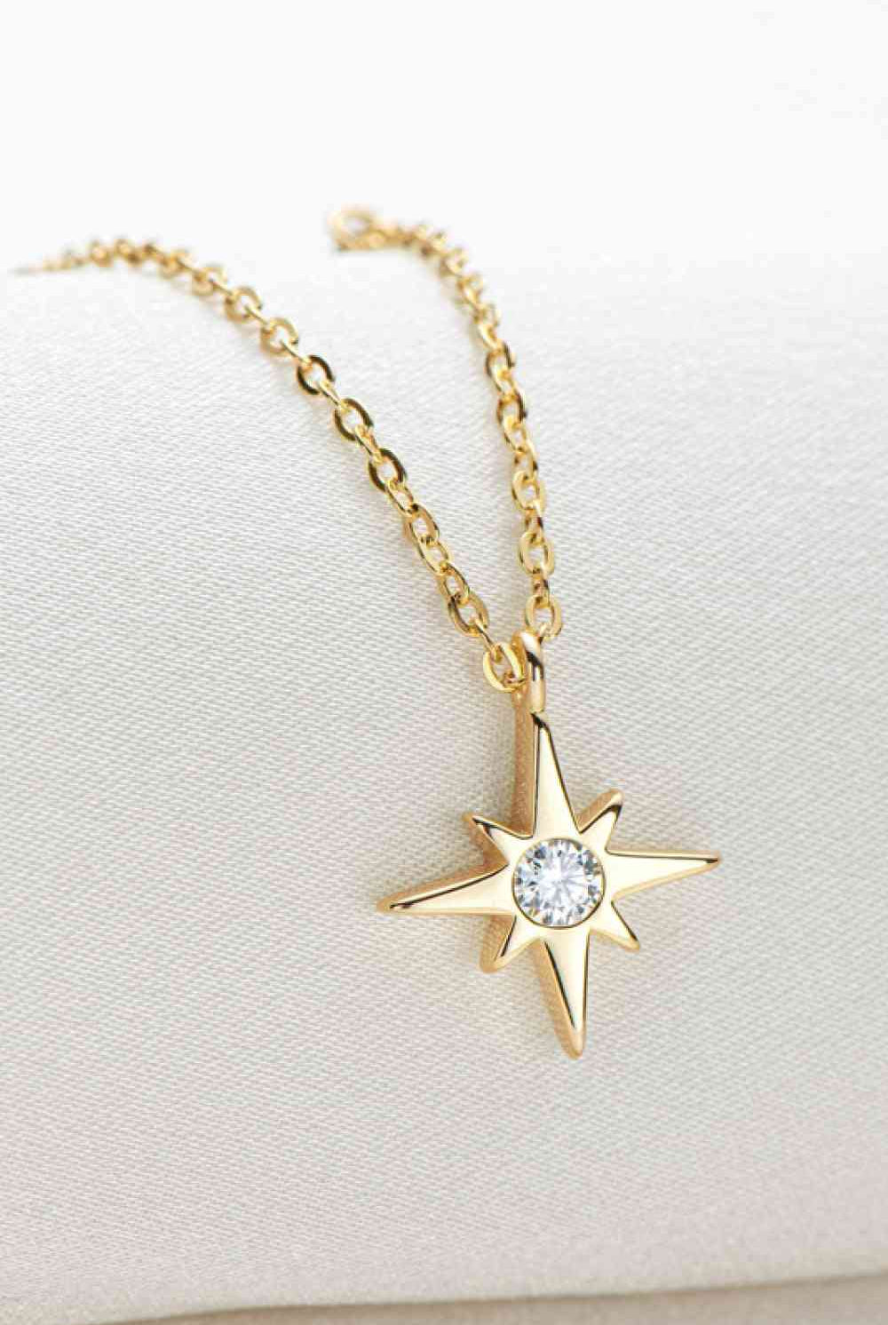 Moissanite North Star Pendant 925 Sterling Silver Necklace-Bijou Crush