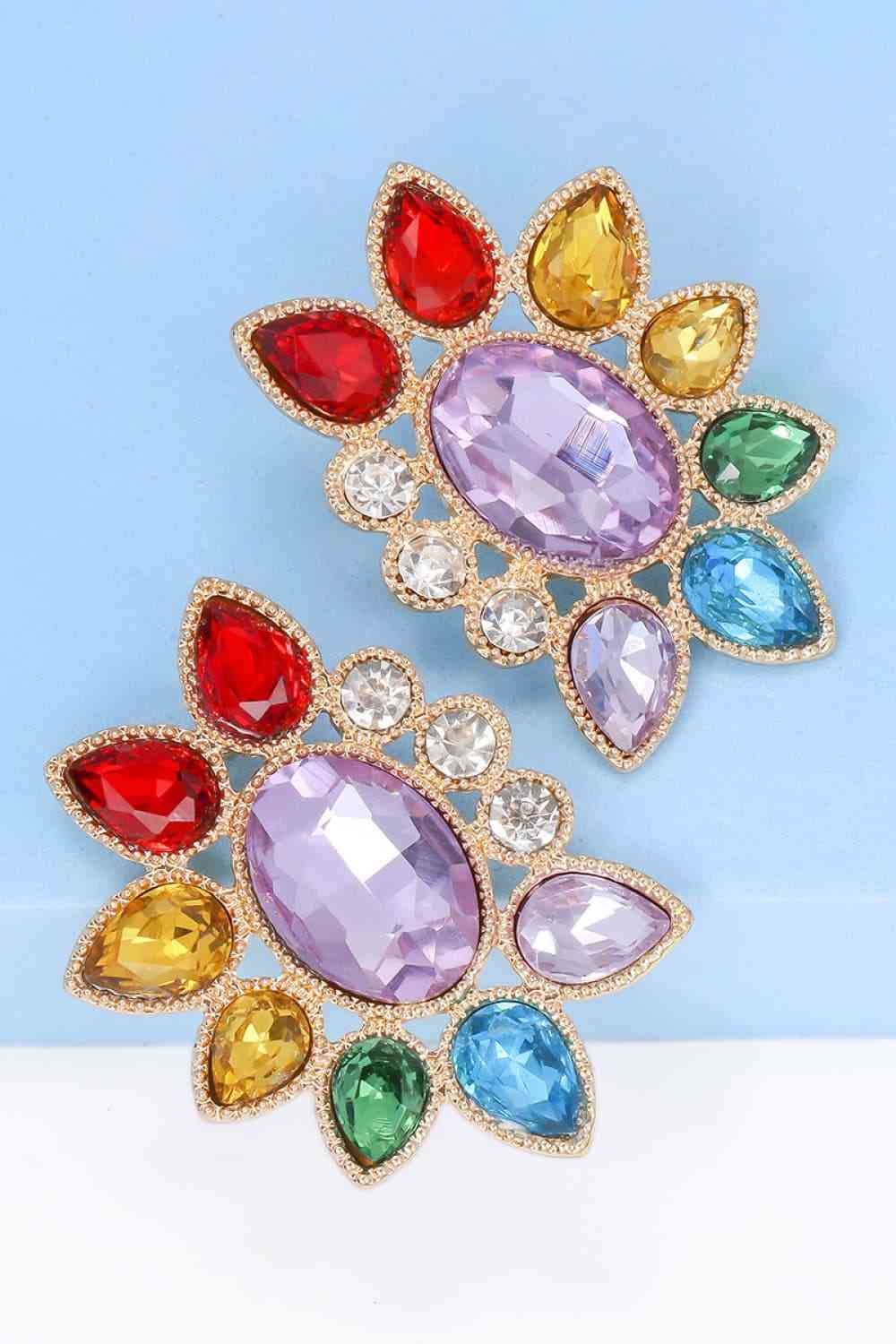 Geometrical Shape Glass Stone Dangle Earrings-Bijou Crush