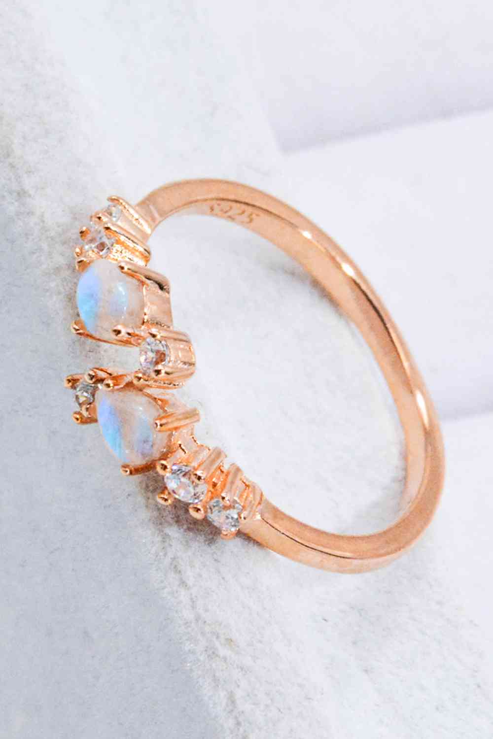 Natural Moonstone and Zircon Open Ring-Bijou Crush