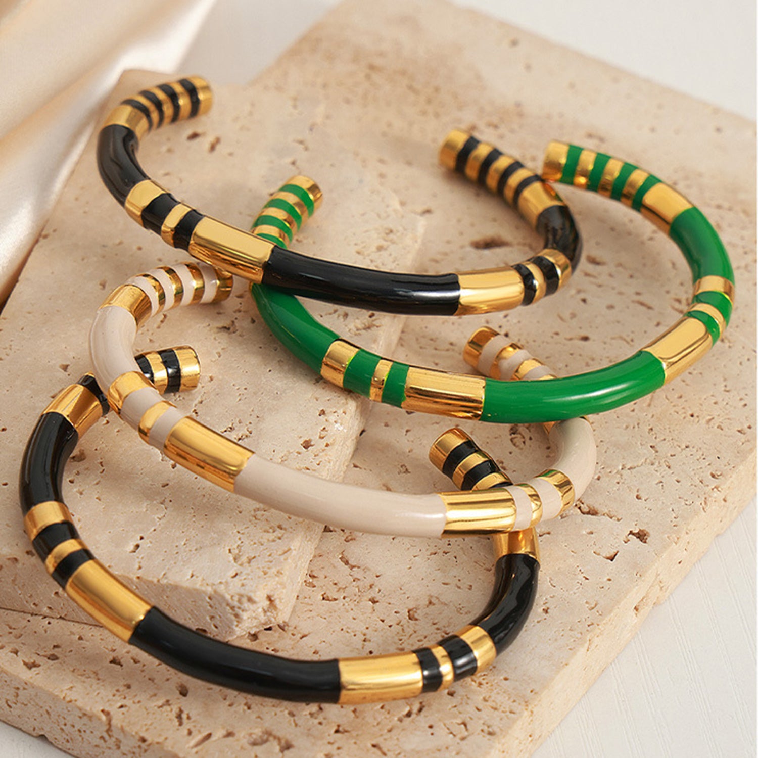 Enamel Titanium Steel Cuff Bracelet-Bijou Crush