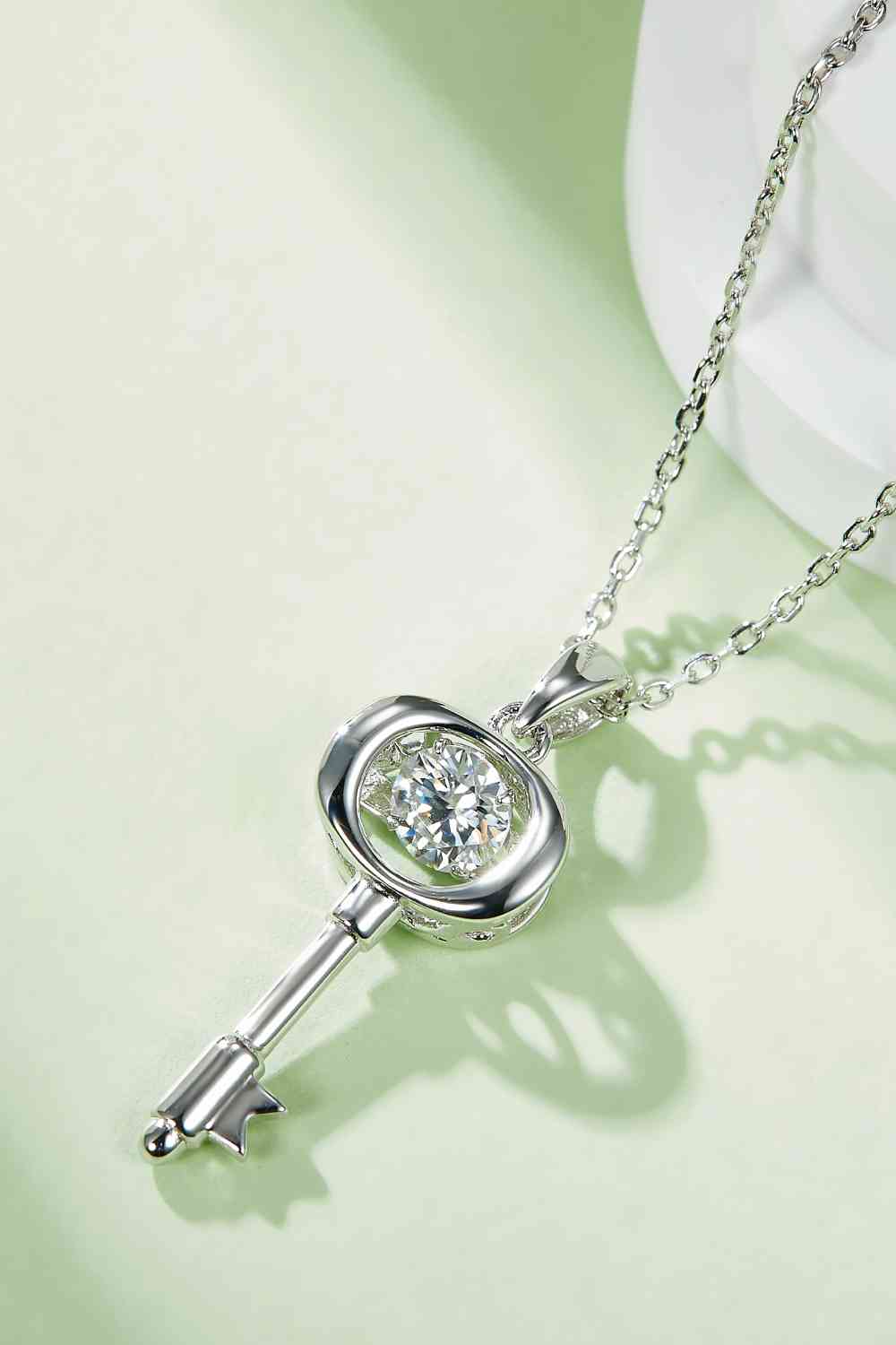 Adored Moissanite Key Pendant Necklace-Bijou Crush