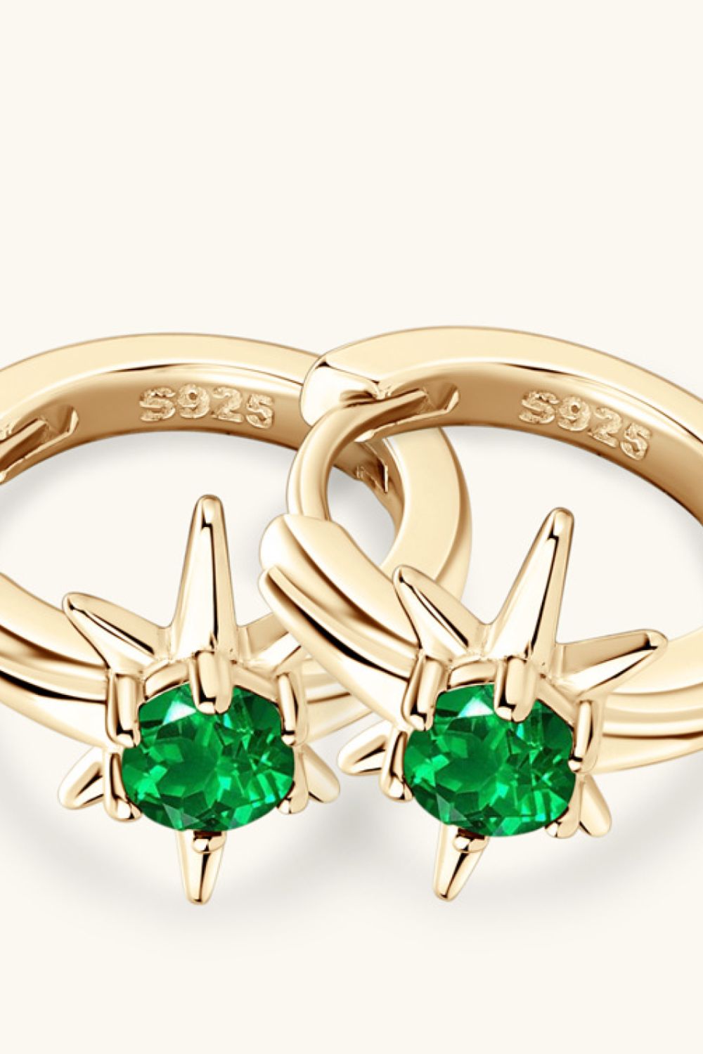Lab-Grown Emerald Huggie Earrings-Bijou Crush