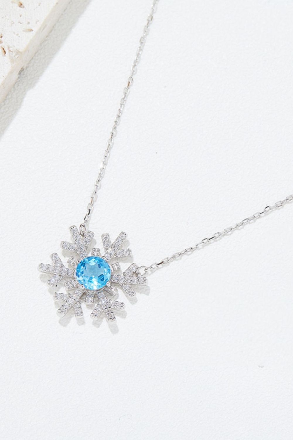 925 Sterling Silver Topaz Snowflake Shape Necklace-Bijou Crush