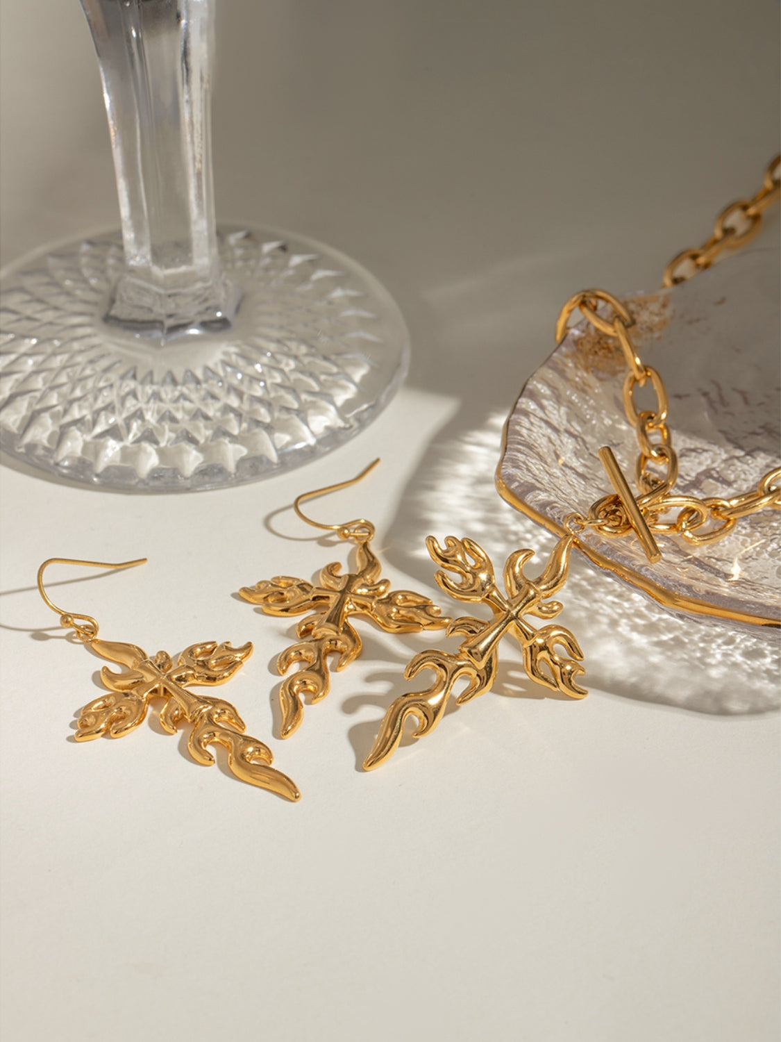 18K Gold-Plated Stainless Steel Cross Necklace-Bijou Crush