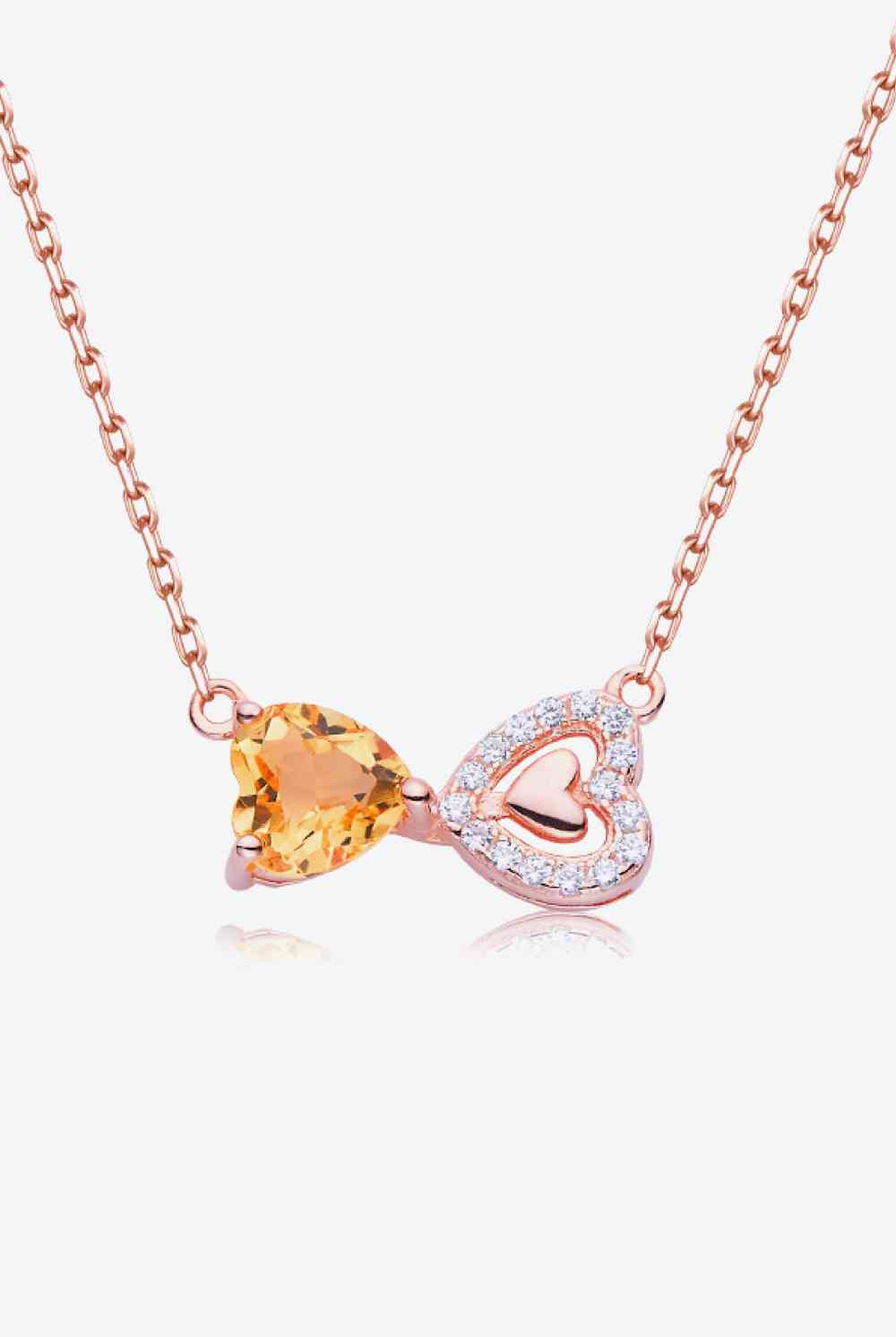 Citrine Heart 925 Sterling Silver Necklace-Bijou Crush