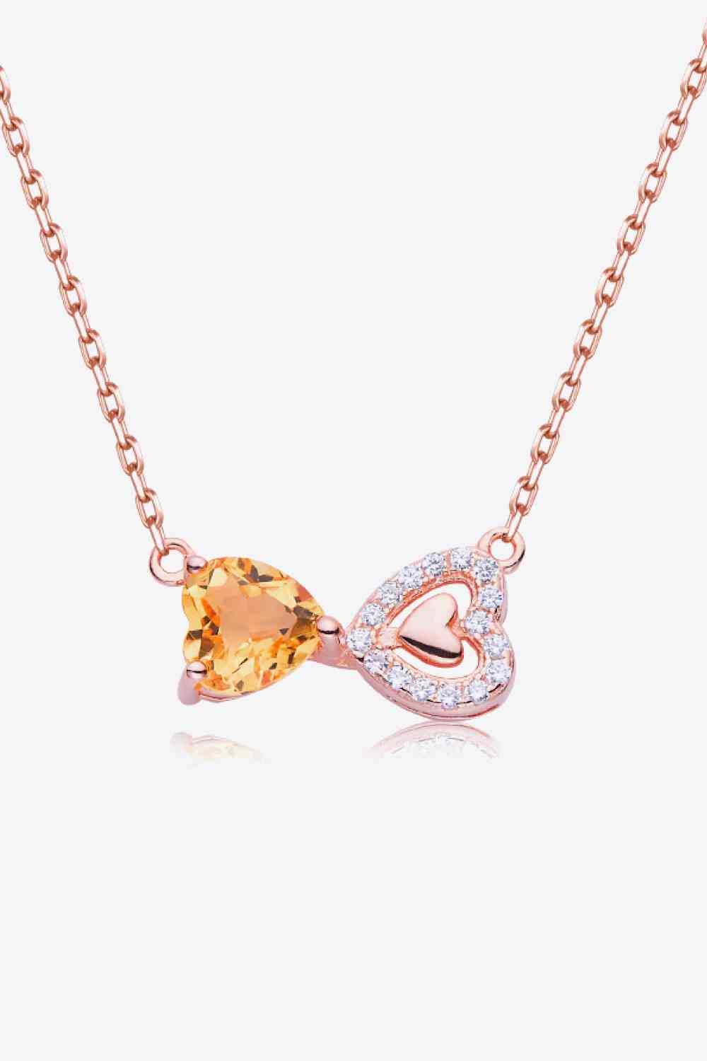 Citrine Heart 925 Sterling Silver Necklace-Bijou Crush