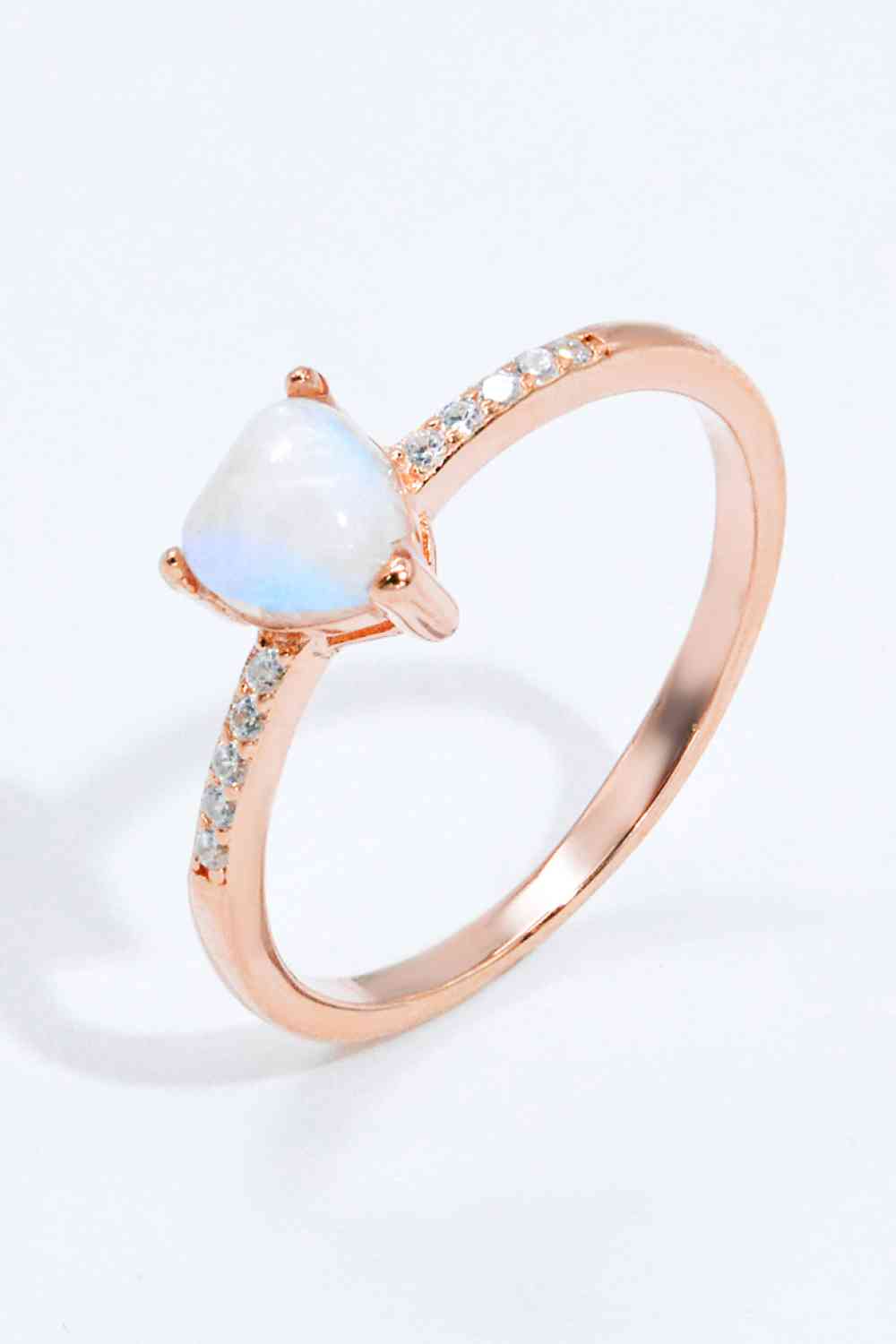 Natural Moonstone Heart 18K Rose Gold-Plated Ring-Bijou Crush