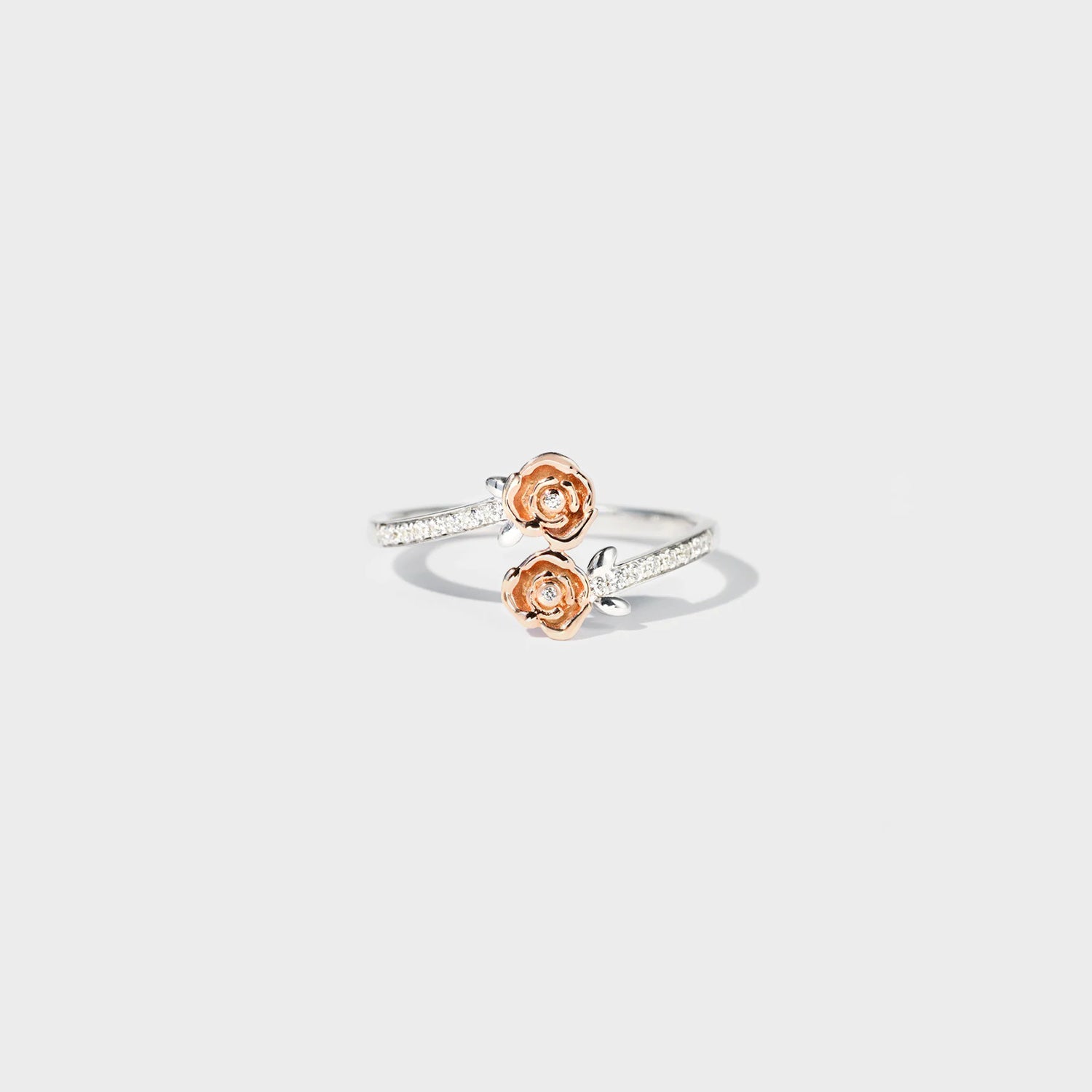 Rose Shape Inlaid Zircon Bypass Ring-Bijou Crush