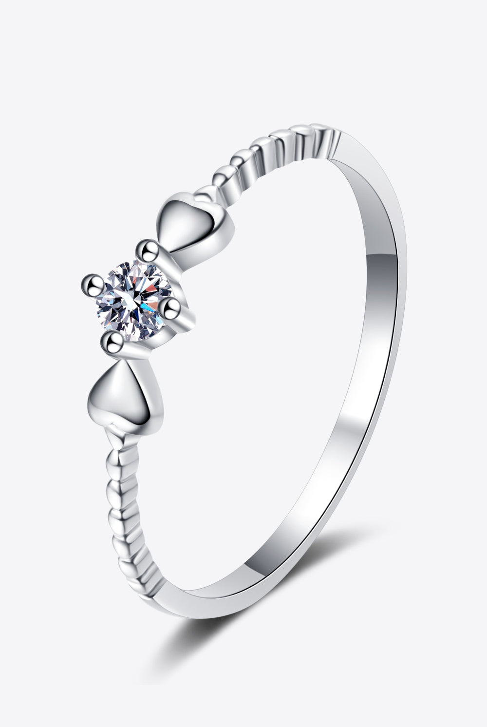 Adored Moissanite Heart 925 Sterling Silver Ring-Bijou Crush
