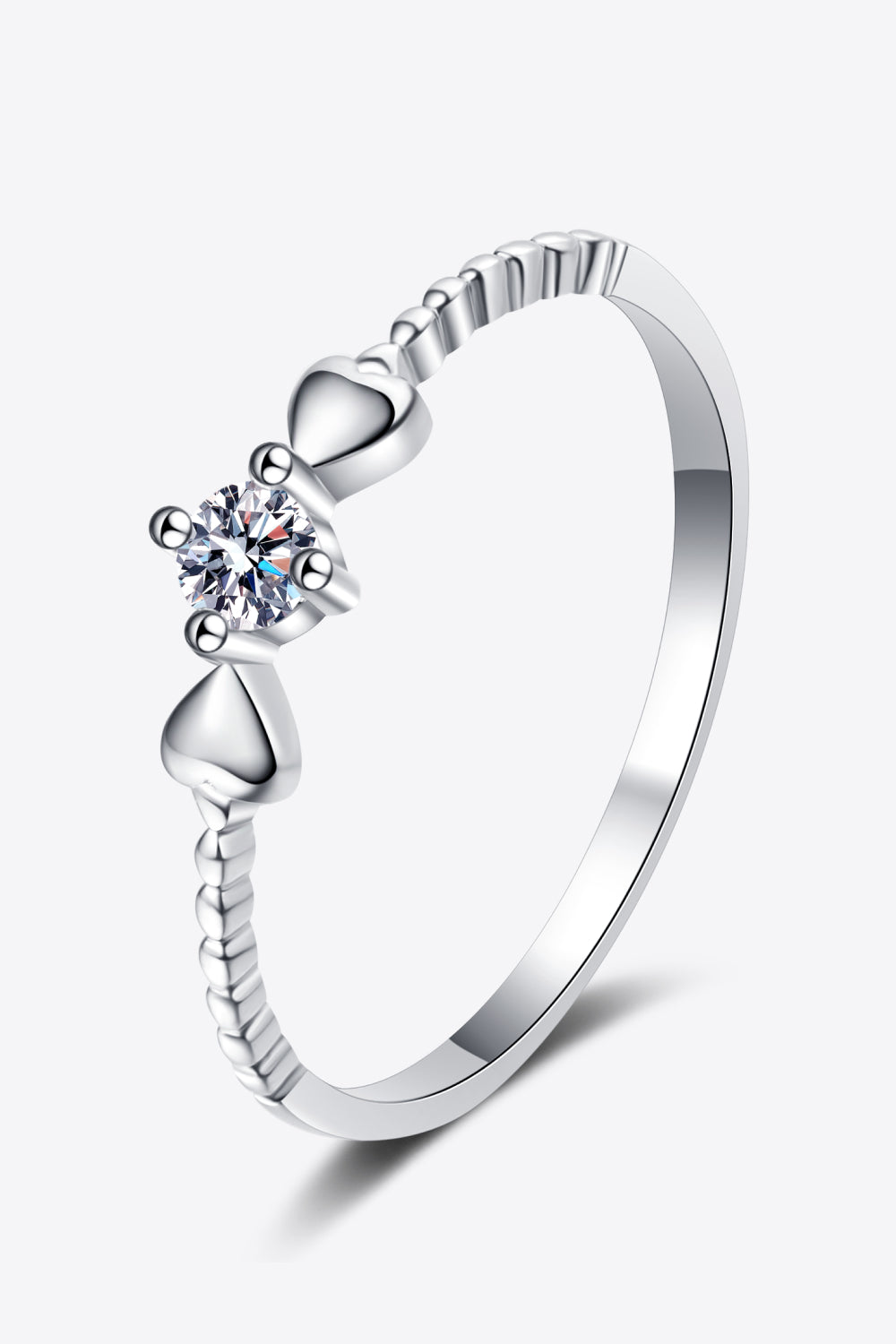 Adored Moissanite Heart 925 Sterling Silver Ring-Bijou Crush