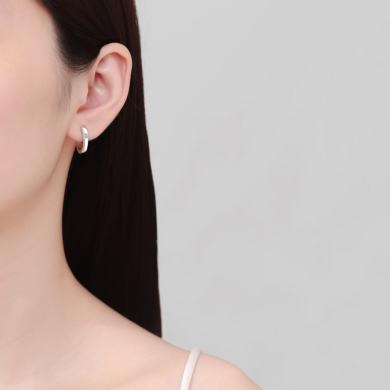 925 Sterling Silver Moissanite Huggie Earrings-Bijou Crush