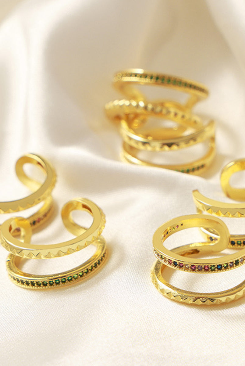 Gold-Plated Czech Diamond Double-Layered Ring-Bijou Crush