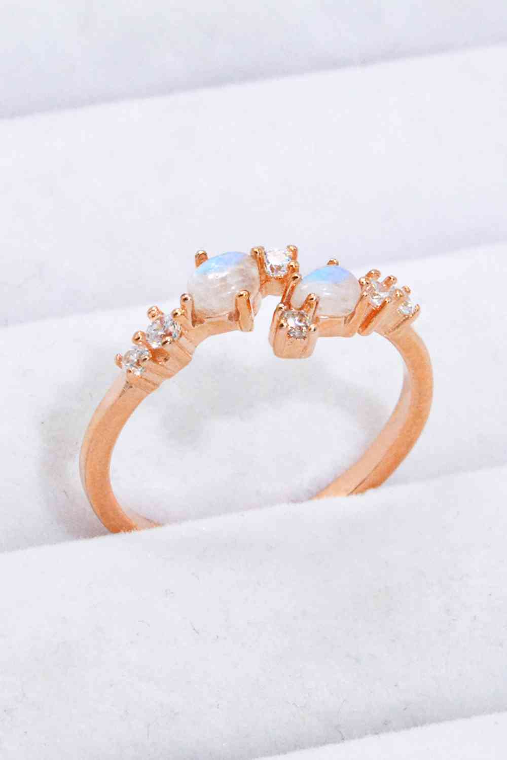 Natural Moonstone and Zircon Open Ring-Bijou Crush