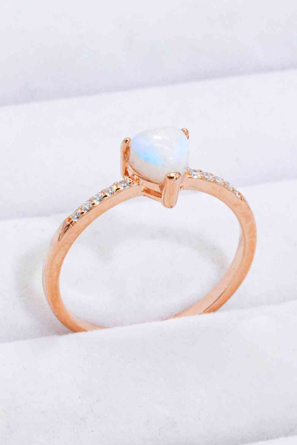 Natural Moonstone Heart 18K Rose Gold-Plated Ring-Bijou Crush
