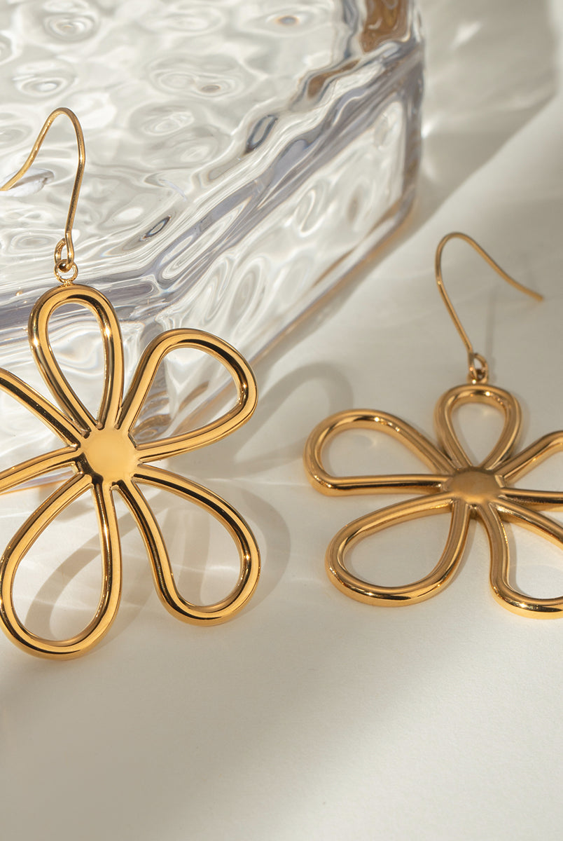 18K Gold-Plated Flower Earrings-Bijou Crush
