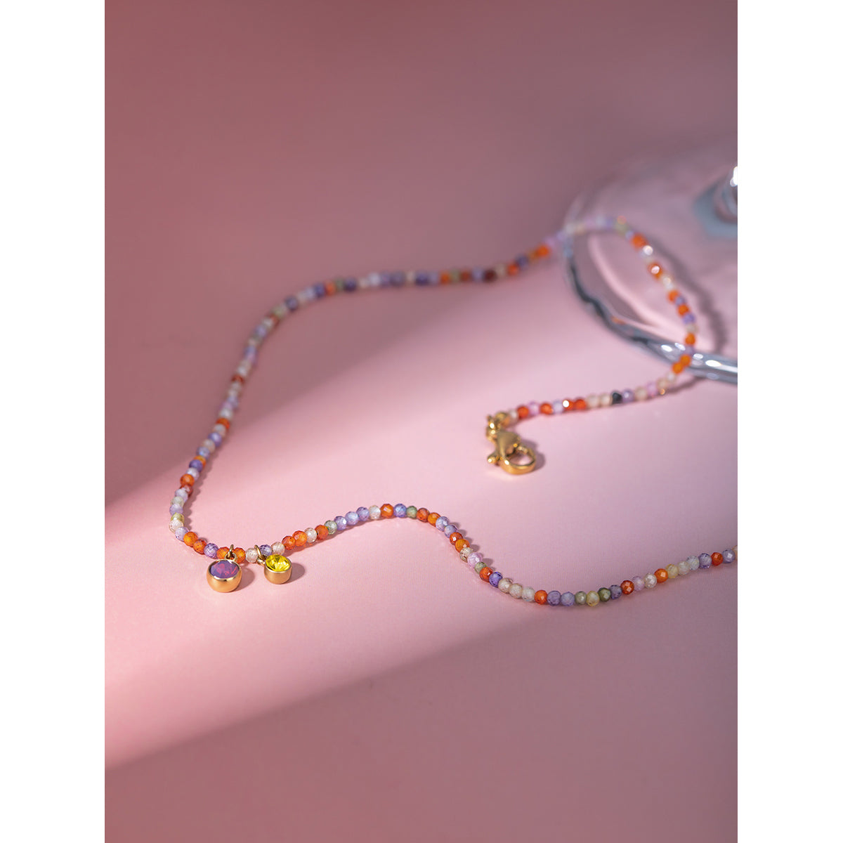 Stainless Steel Glass Stone Necklace-Bijou Crush