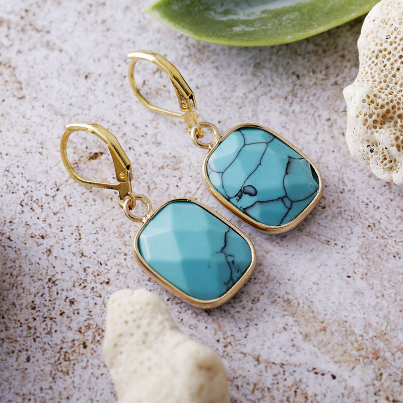 Copper Natural Stone Dangle Earrings-Bijou Crush