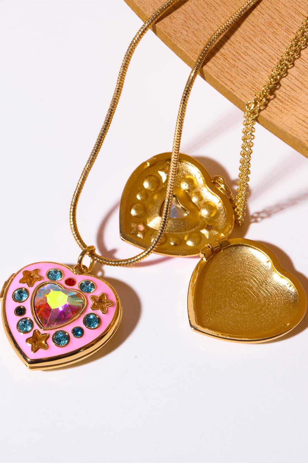 Rhinestone Decor Heart Box Pendant Necklace-Bijou Crush