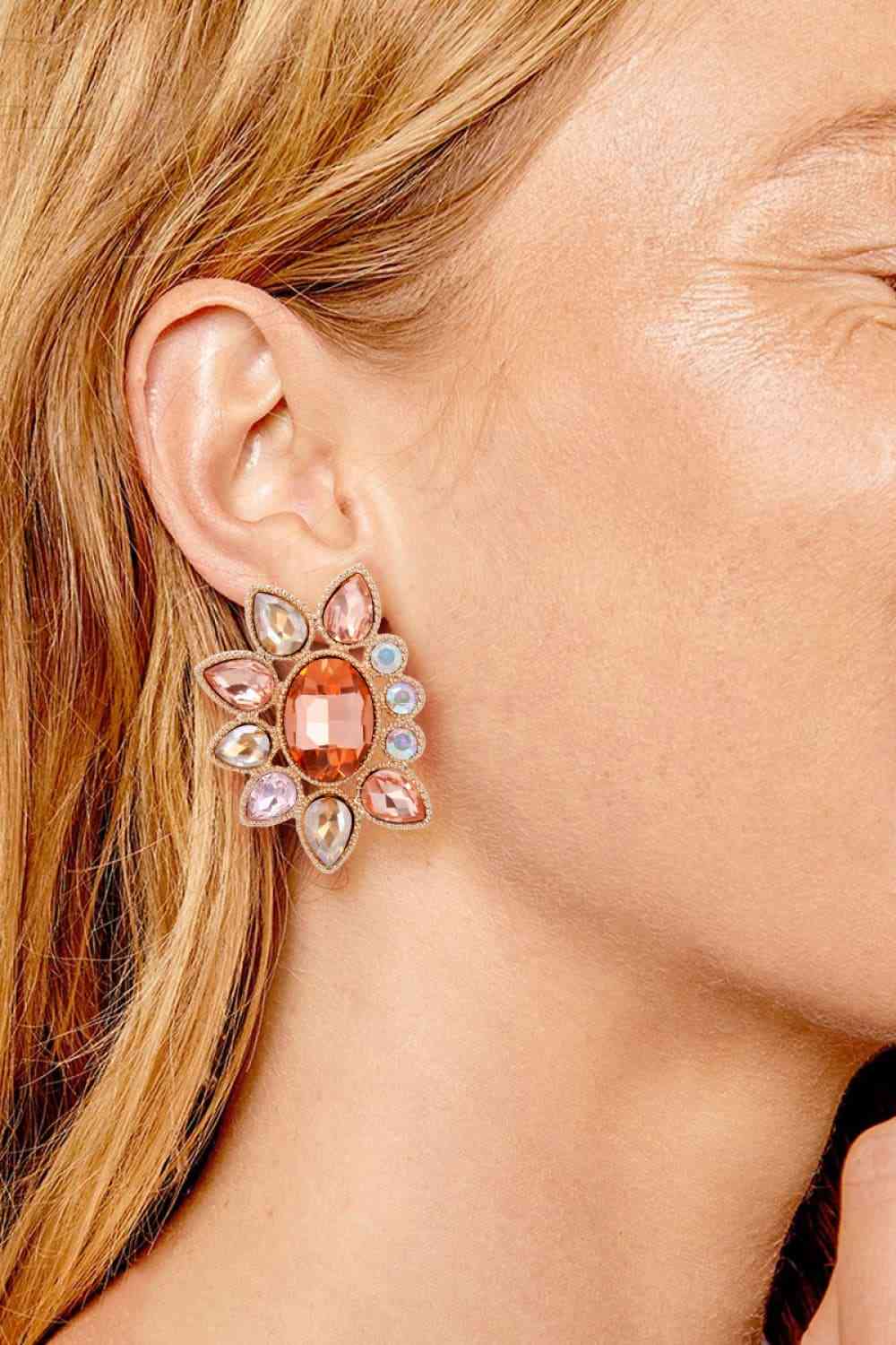Geometrical Shape Glass Stone Dangle Earrings-Bijou Crush