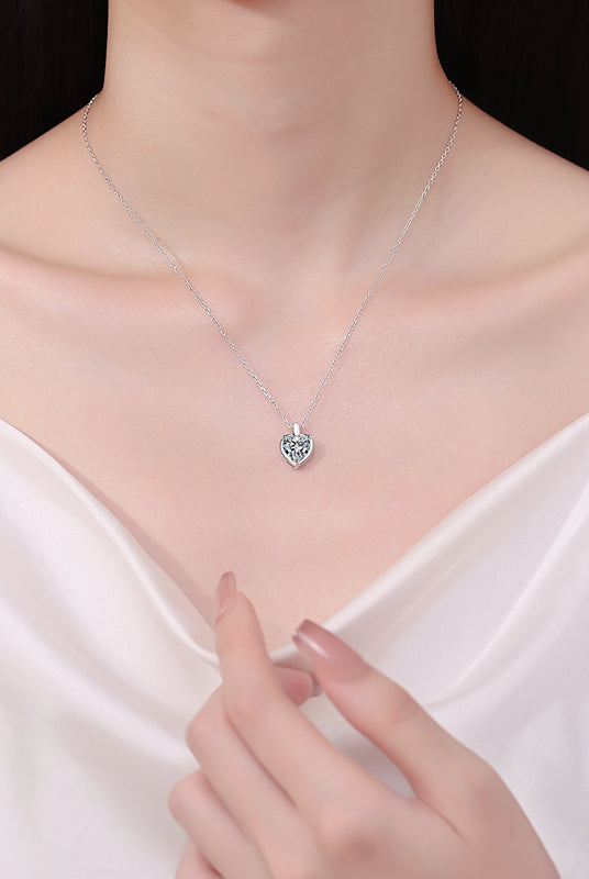 2 Carat Moissanite 925 Sterling Silver Heart Shape Necklace-Bijou Crush