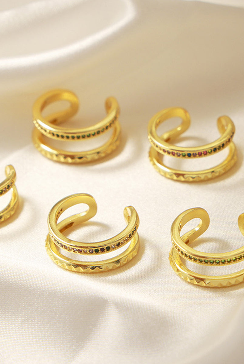 Gold-Plated Czech Diamond Double-Layered Ring-Bijou Crush