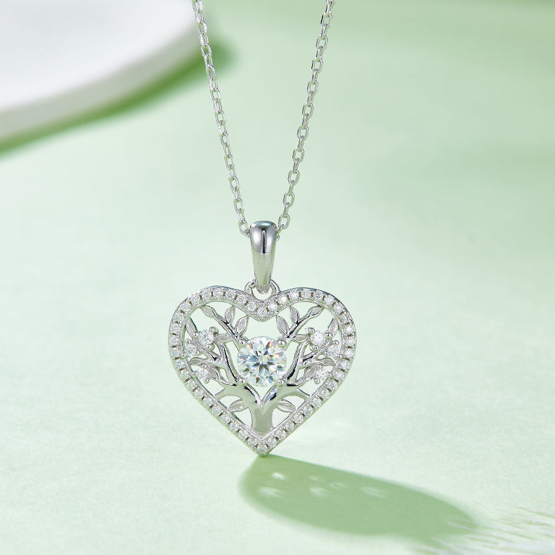 Moissanite 925 Sterling Silver Heart Shape Necklace-Bijou Crush