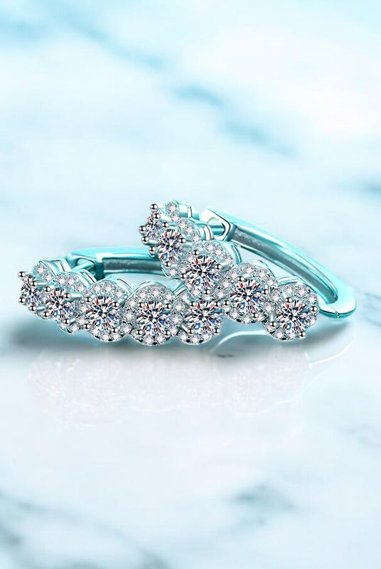 1 Carat Moissanite Zircon 925 Sterling Silver Huggie Earrings-Bijou Crush