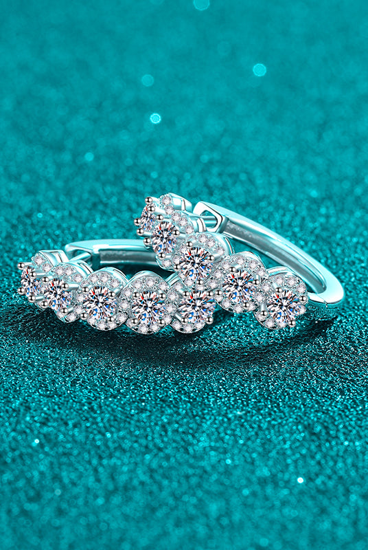 1 Carat Moissanite Zircon 925 Sterling Silver Huggie Earrings-Bijou Crush