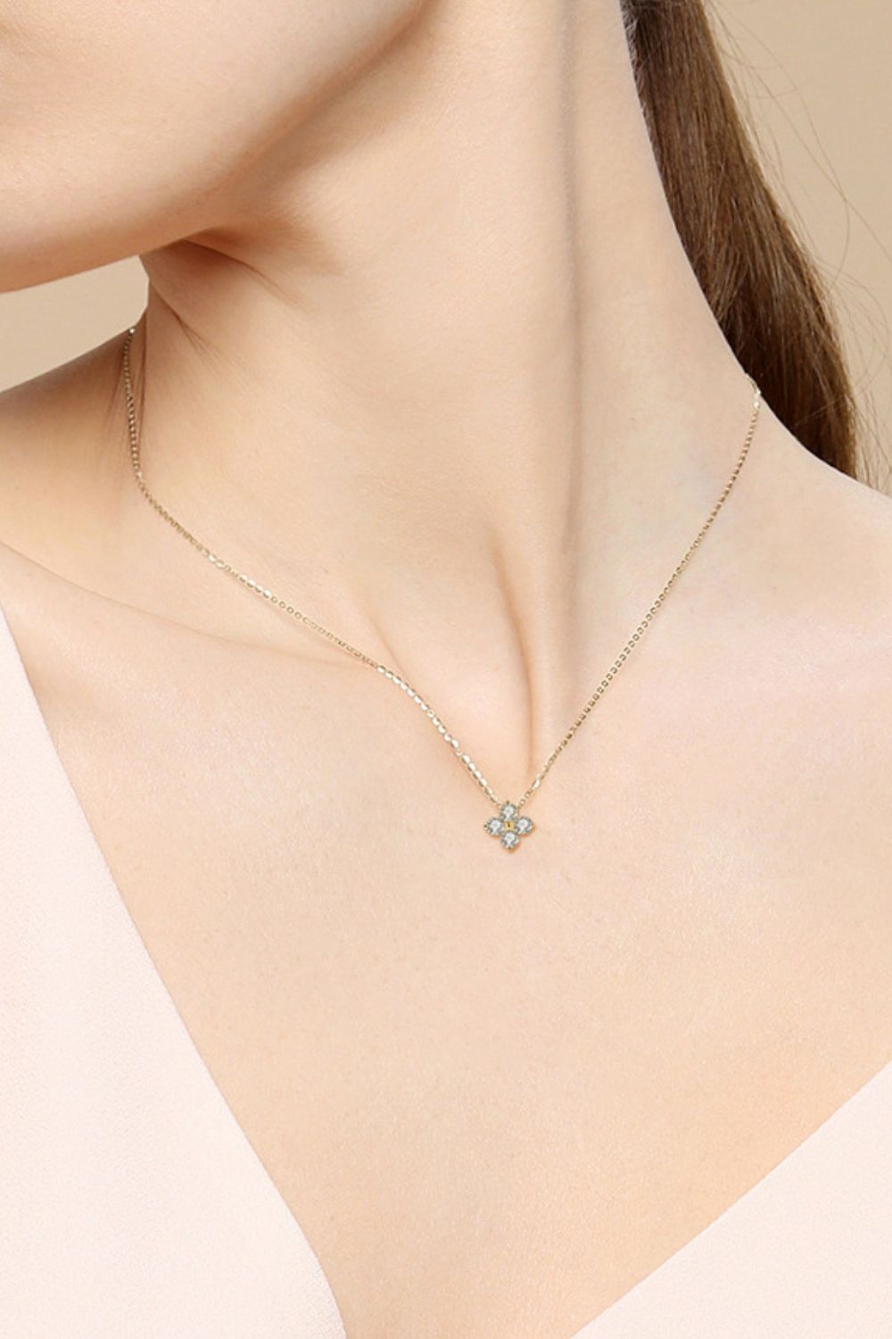 Moissanite Four Leaf Clover Pendant Necklace-Bijou Crush