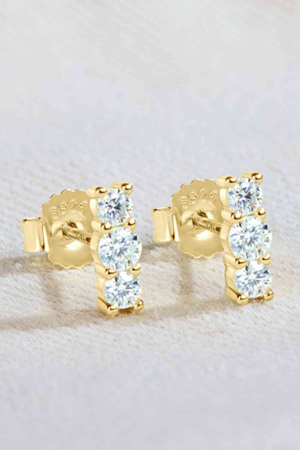 Heartbeat Rhythm 925 Sterling Silver Moissanite Stud Earrings-Bijou Crush