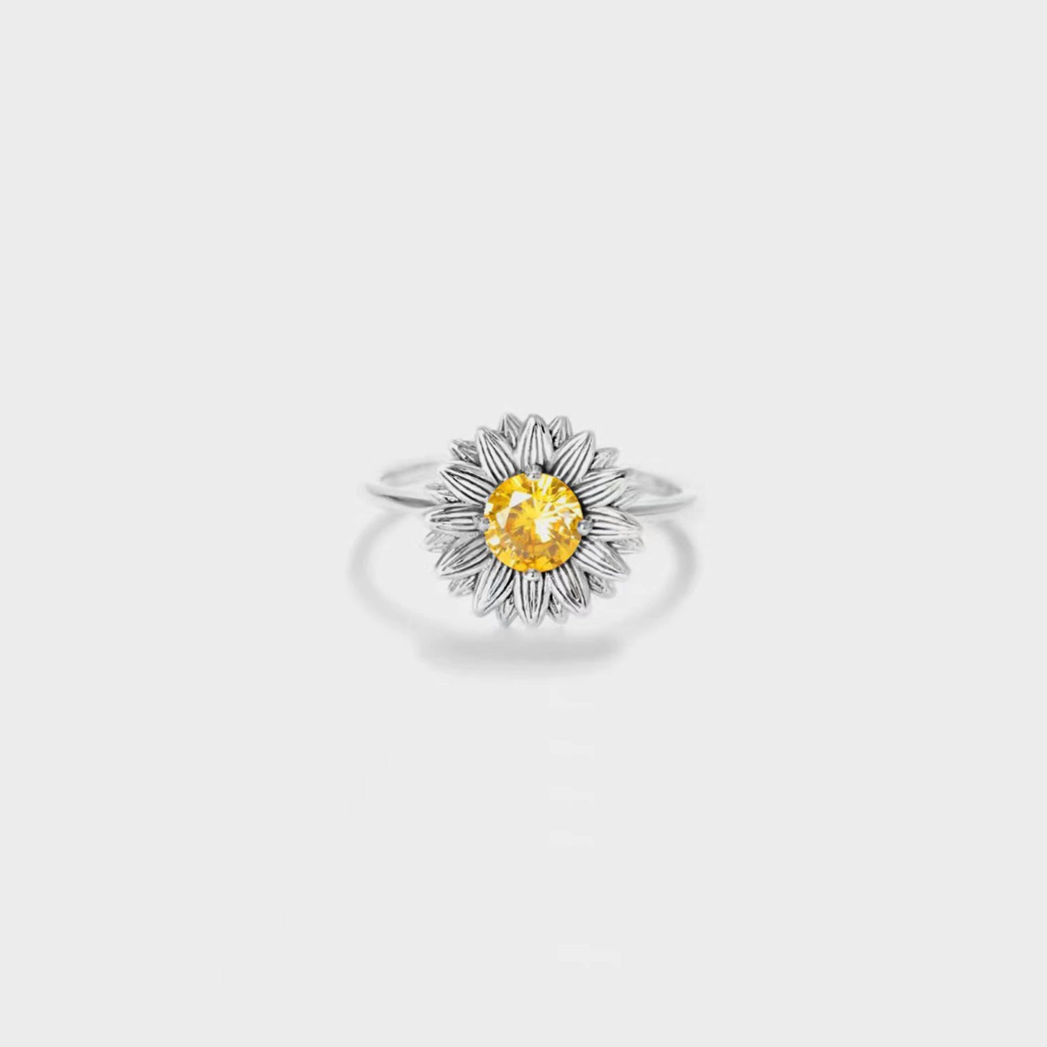 Sunflower Zircon 925 Sterling Silver Ring-Bijou Crush