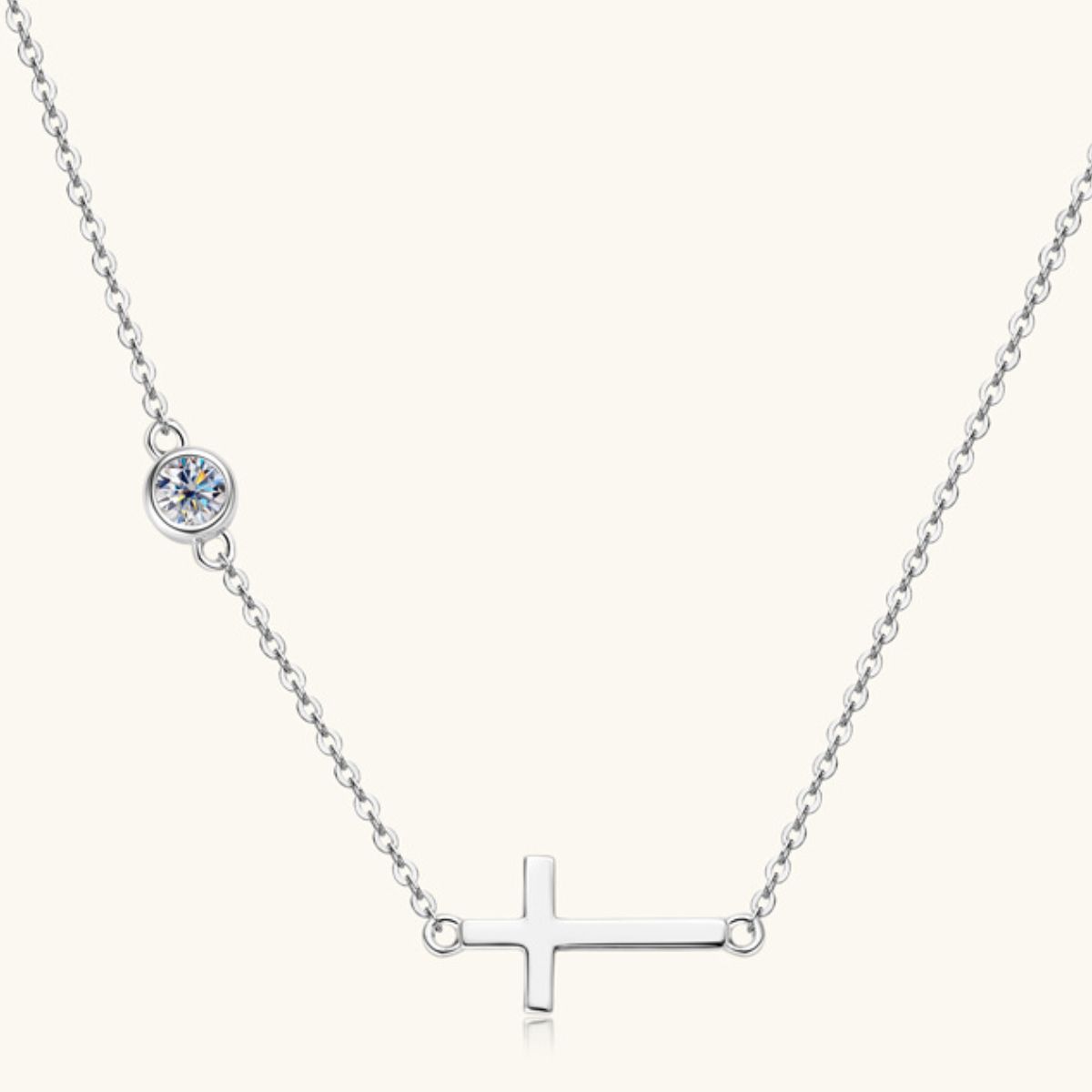 Cross 925 Sterling Silver Moissanite Necklace-Bijou Crush