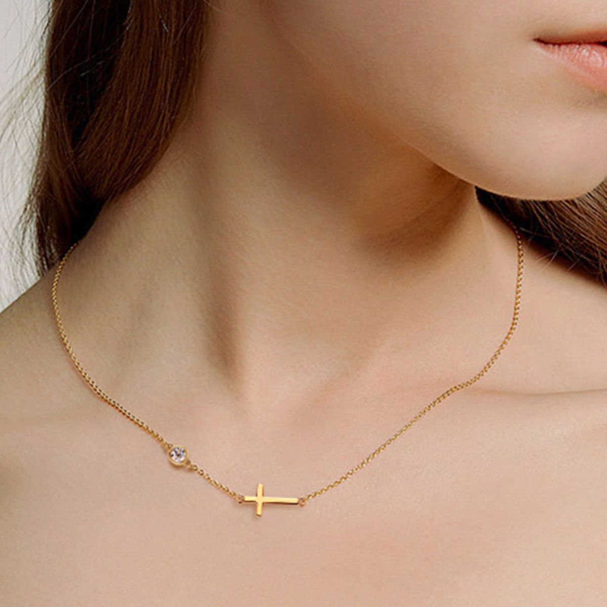 Cross 925 Sterling Silver Moissanite Necklace-Bijou Crush