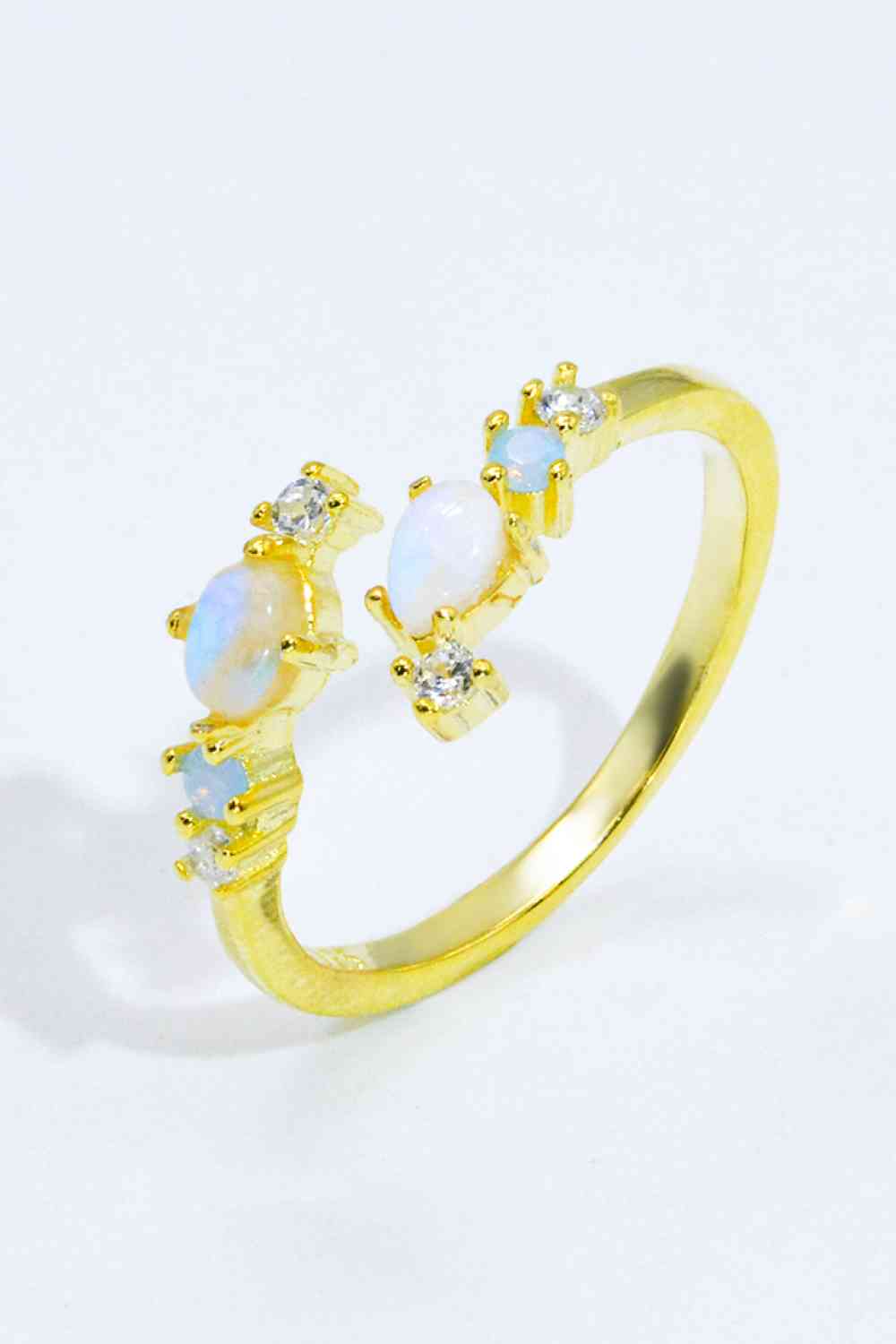 Natural Moonstone and Zircon Open Ring-Bijou Crush
