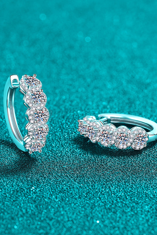 1 Carat Moissanite Zircon 925 Sterling Silver Huggie Earrings-Bijou Crush