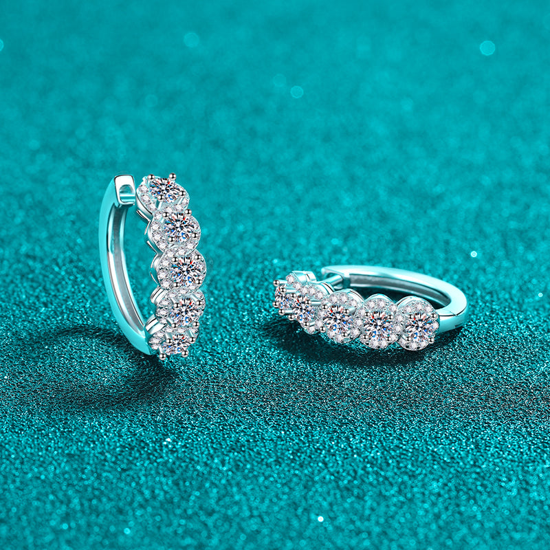 1 Carat Moissanite Zircon 925 Sterling Silver Huggie Earrings-Bijou Crush