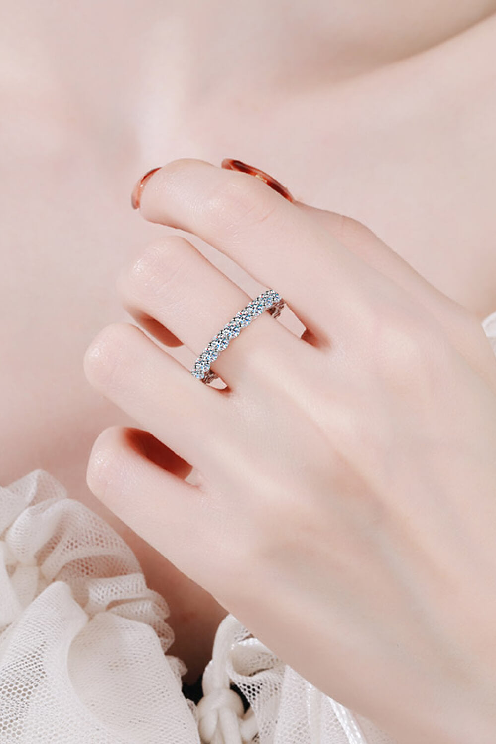 Moissanite Rhodium-Plated Ring-Bijou Crush