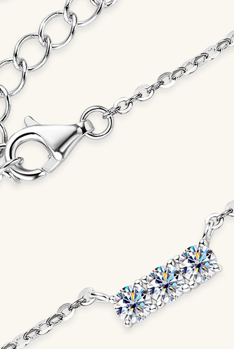 925 Sterling Silver Inlaid Moissanite Bar Necklace-Bijou Crush