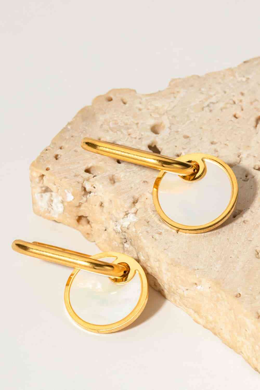Copper White Mother-Of-Pearl Drop Earrings-Bijou Crush