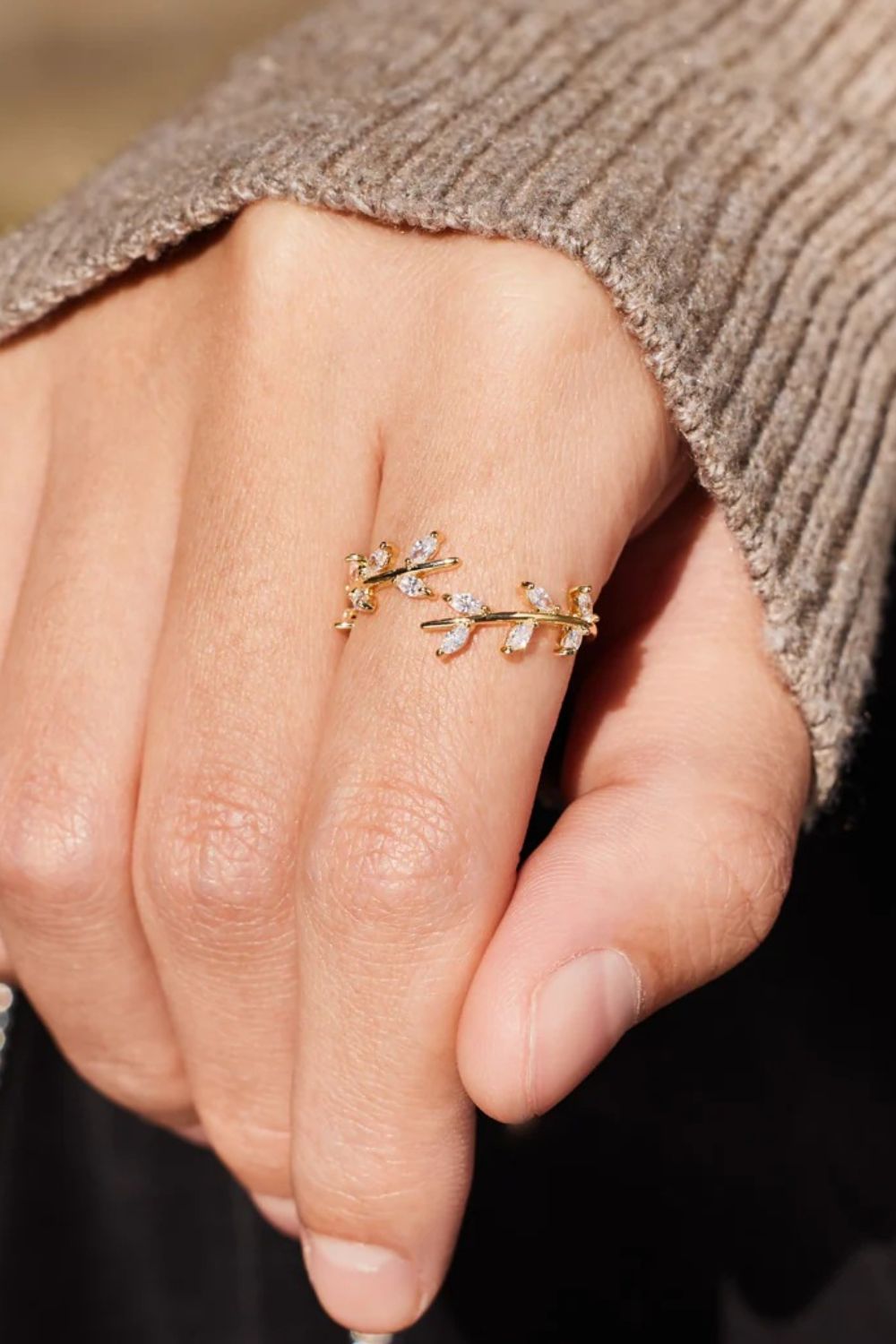 925 Sterling Silver Leaf Open Ring-Bijou Crush