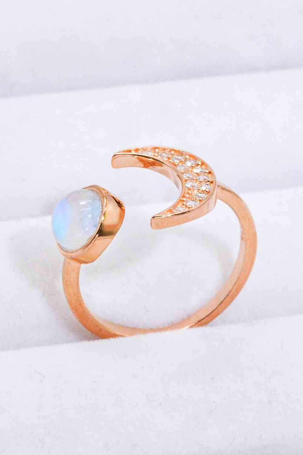Natural Moonstone and Zircon Sun & Moon Open Ring-Bijou Crush