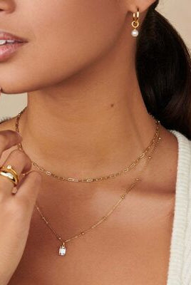 Titanium Steel Inlaid Zircon Pendant Necklace-Bijou Crush