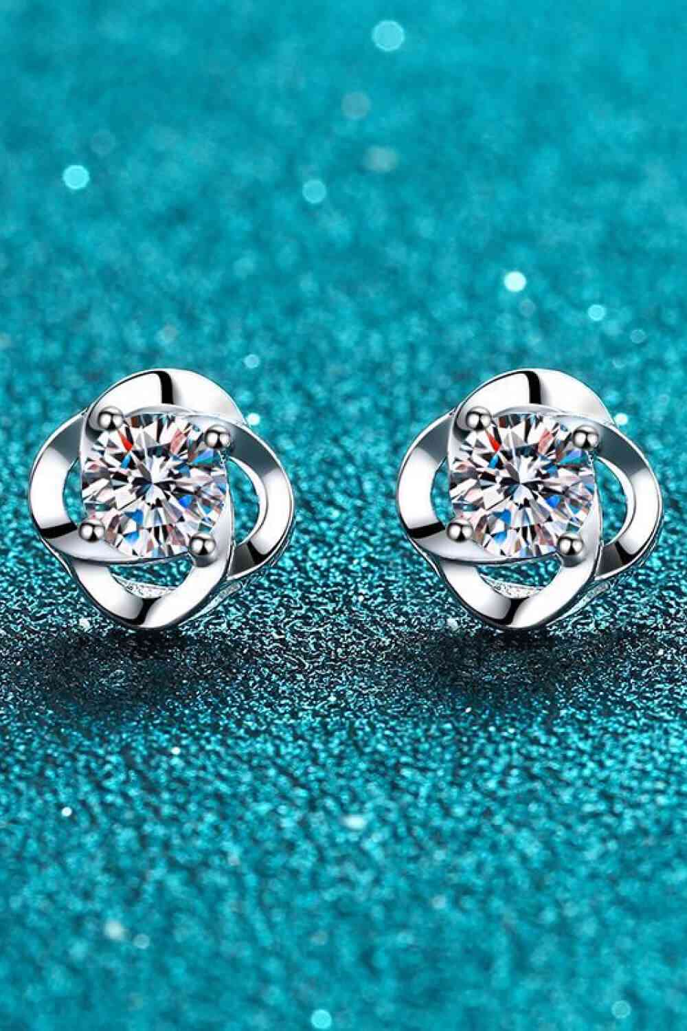 It's Your Day Moissanite Rhodium-Plated Stud Earrings-Bijou Crush